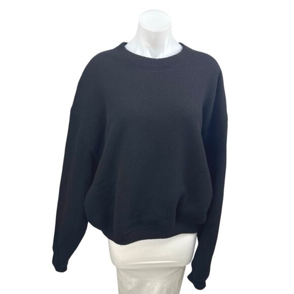 Alexander Wang Black Crewneck Long Sleeve Oversized Sweatshirt Sweater Top Sz OS - Picture 1 of 3
